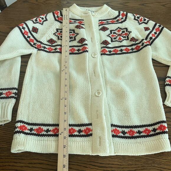 VTG 50s Kimlon by RBK Importers Ivory Floral Knit Sweater Cardigan Size S/M - Picture 4 of 5
